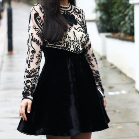 Free People Ginger Meadow Embroidered Velour Size 8 Dress - Picture 11 of 13